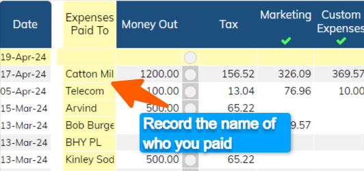 Expenses paid to - Cashbook Expenses paid to - Cashbook